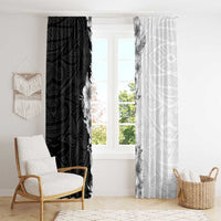Hawaii Hibiscus Flowers Window Curtain Grayscale Polynesian Pattern