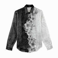 Hawaii Hibiscus Flowers Women Casual Shirt Grayscale Polynesian Pattern LT05 - Polynesian Pride