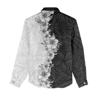 Hawaii Hibiscus Flowers Women Casual Shirt Grayscale Polynesian Pattern LT05 - Polynesian Pride