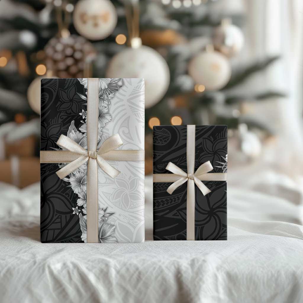 Hawaii Hibiscus Flowers Wrapping Paper Grayscale Polynesian Pattern LT05 - Polynesian Pride