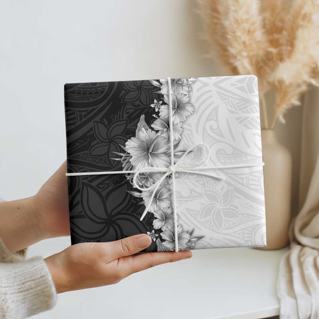 Hawaii Hibiscus Flowers Wrapping Paper Grayscale Polynesian Pattern LT05 - Polynesian Pride