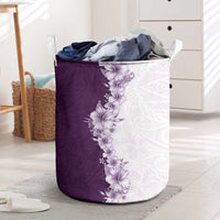 Hawaii Hibiscus Flowers Laundry Basket Purple Polynesian Pattern