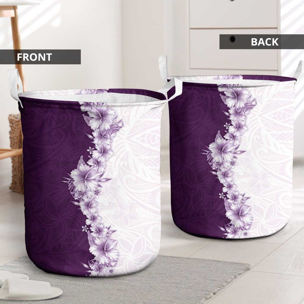 Hawaii Hibiscus Flowers Laundry Basket Purple Polynesian Pattern