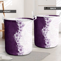 Hawaii Hibiscus Flowers Laundry Basket Purple Polynesian Pattern