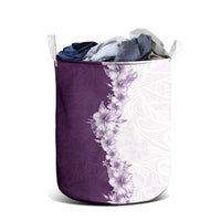 Hawaii Hibiscus Flowers Laundry Basket Purple Polynesian Pattern