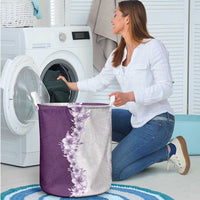 Hawaii Hibiscus Flowers Laundry Basket Purple Polynesian Pattern