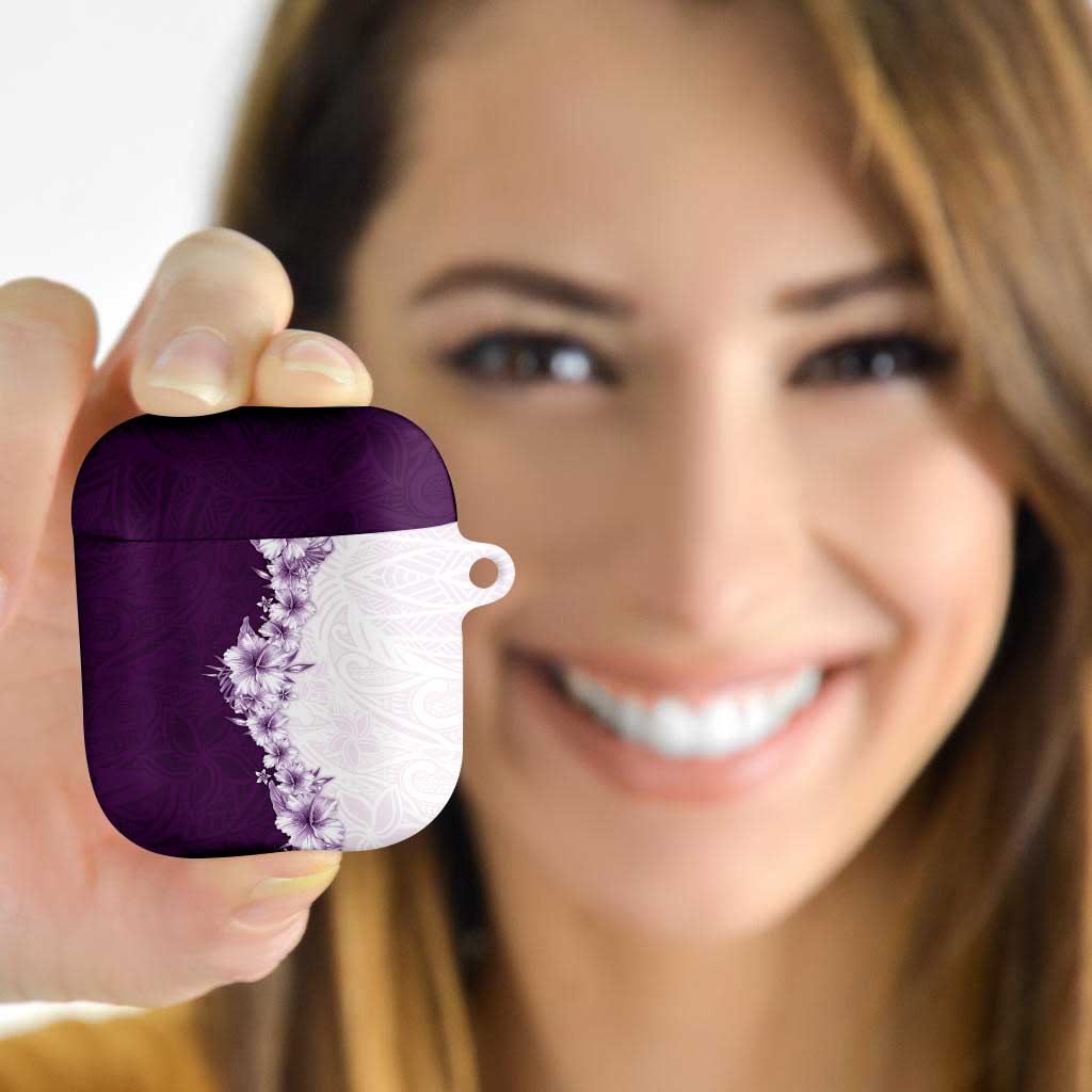 Hawaii Hibiscus Flowers AirPods Case Purple Polynesian Pattern LT05 - Polynesian Pride