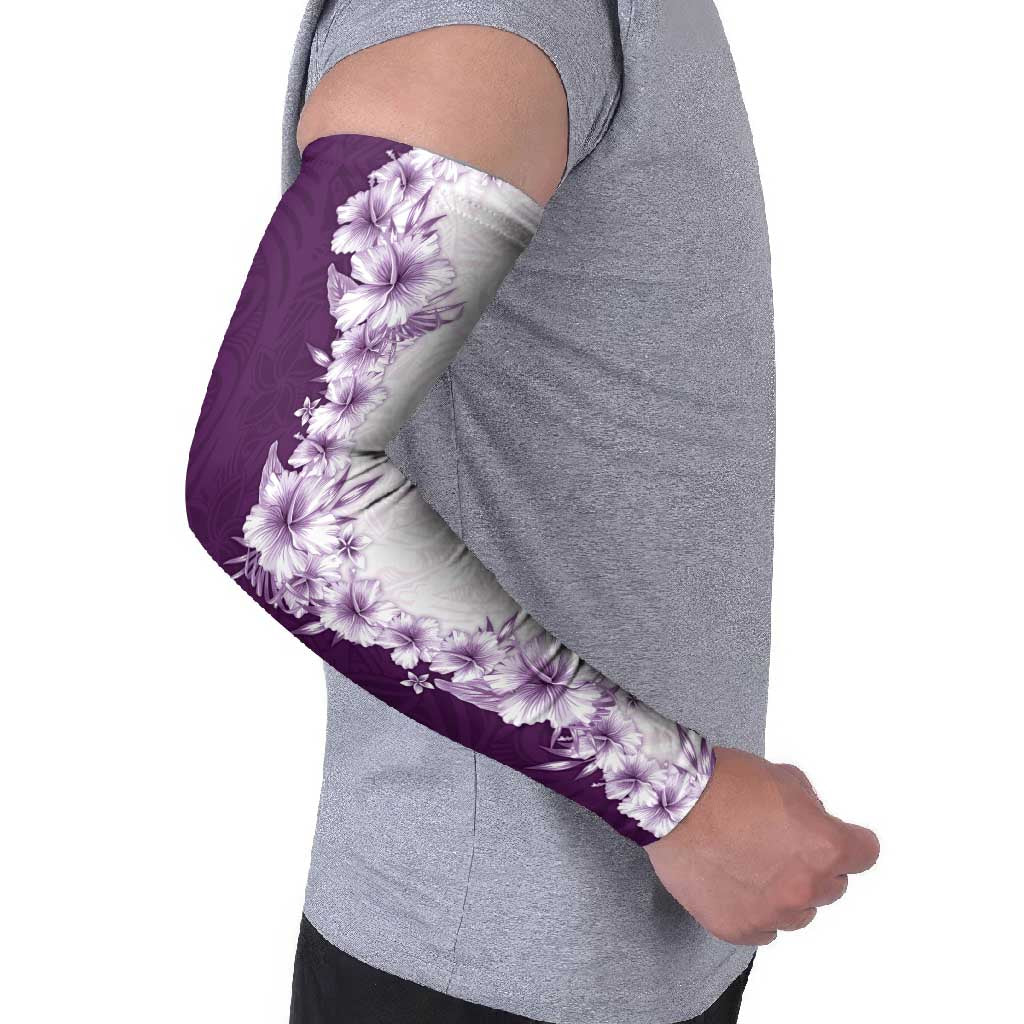 Hawaii Hibiscus Flowers Arm Sleeves Purple Polynesian Pattern LT05 - Polynesian Pride