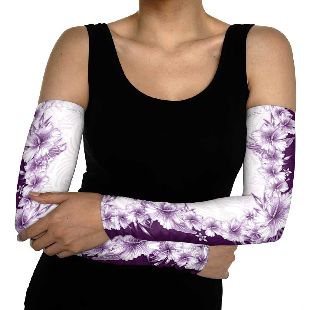 Hawaii Hibiscus Flowers Arm Sleeves Purple Polynesian Pattern LT05 - Polynesian Pride