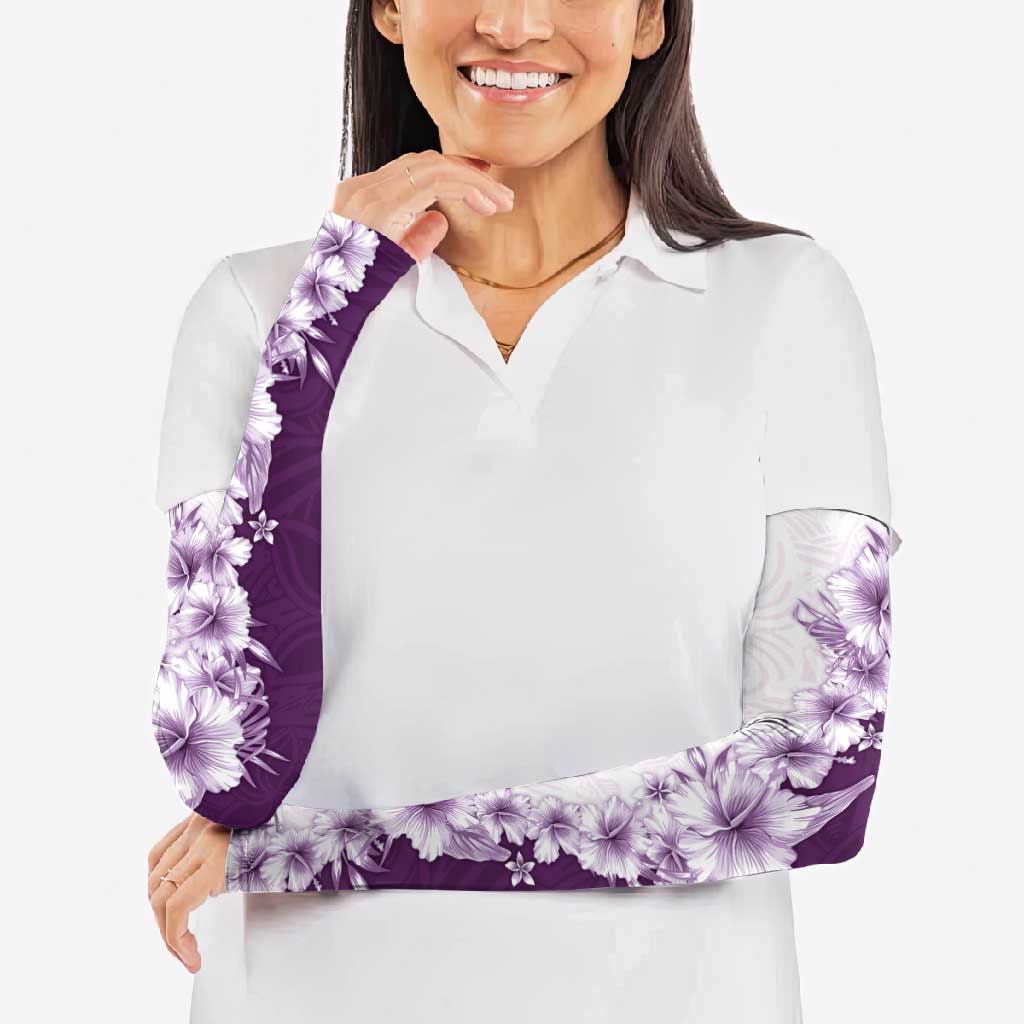 Hawaii Hibiscus Flowers Arm Sleeves Purple Polynesian Pattern LT05 - Polynesian Pride
