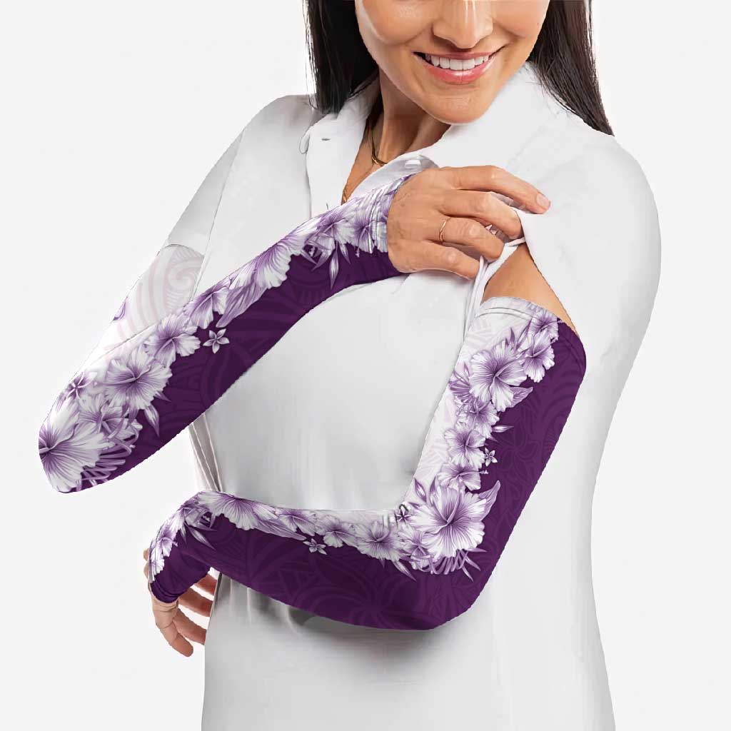 Hawaii Hibiscus Flowers Arm Sleeves Purple Polynesian Pattern LT05 - Polynesian Pride