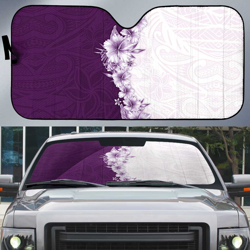 Hawaii Hibiscus Flowers Auto Sun Shade Purple Polynesian Pattern LT05 Purple - Polynesian Pride