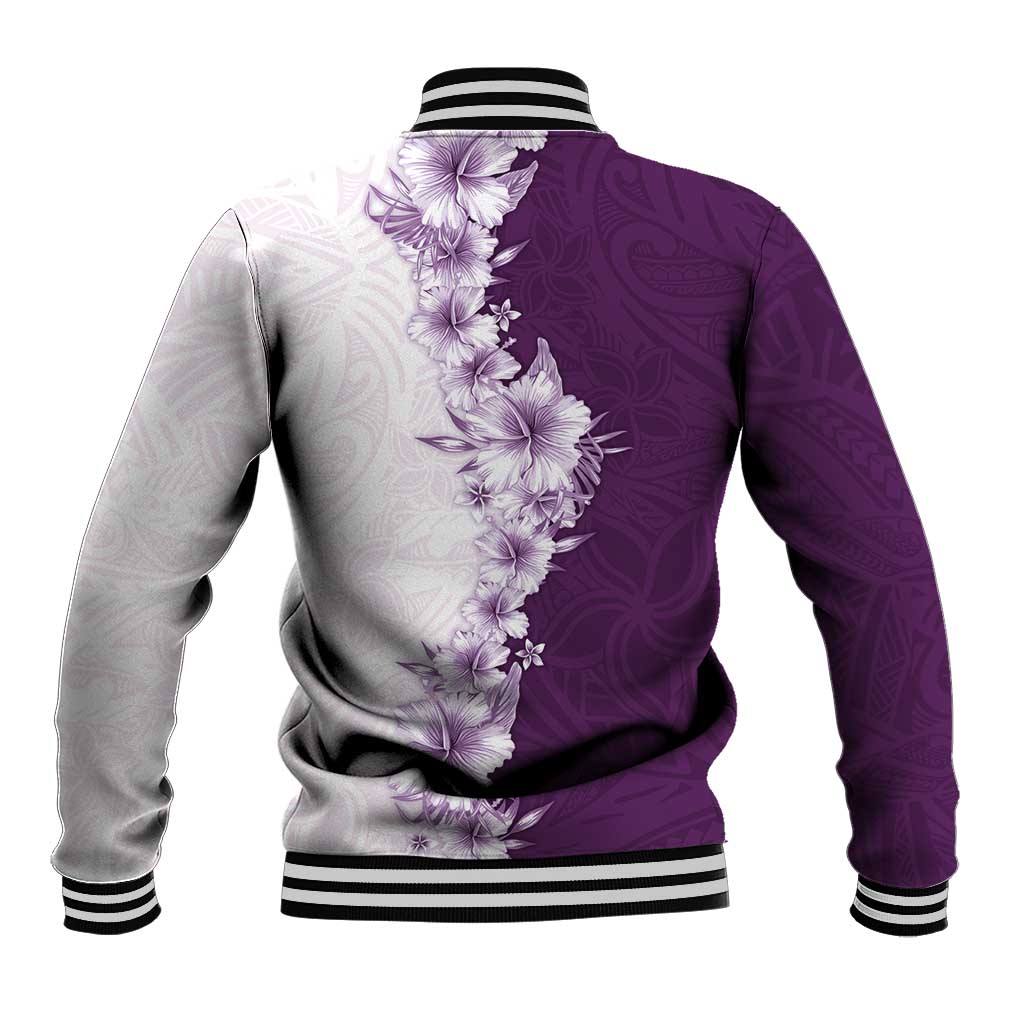Hawaii Hibiscus Flowers Baseball Jacket Purple Polynesian Pattern LT05 - Polynesian Pride