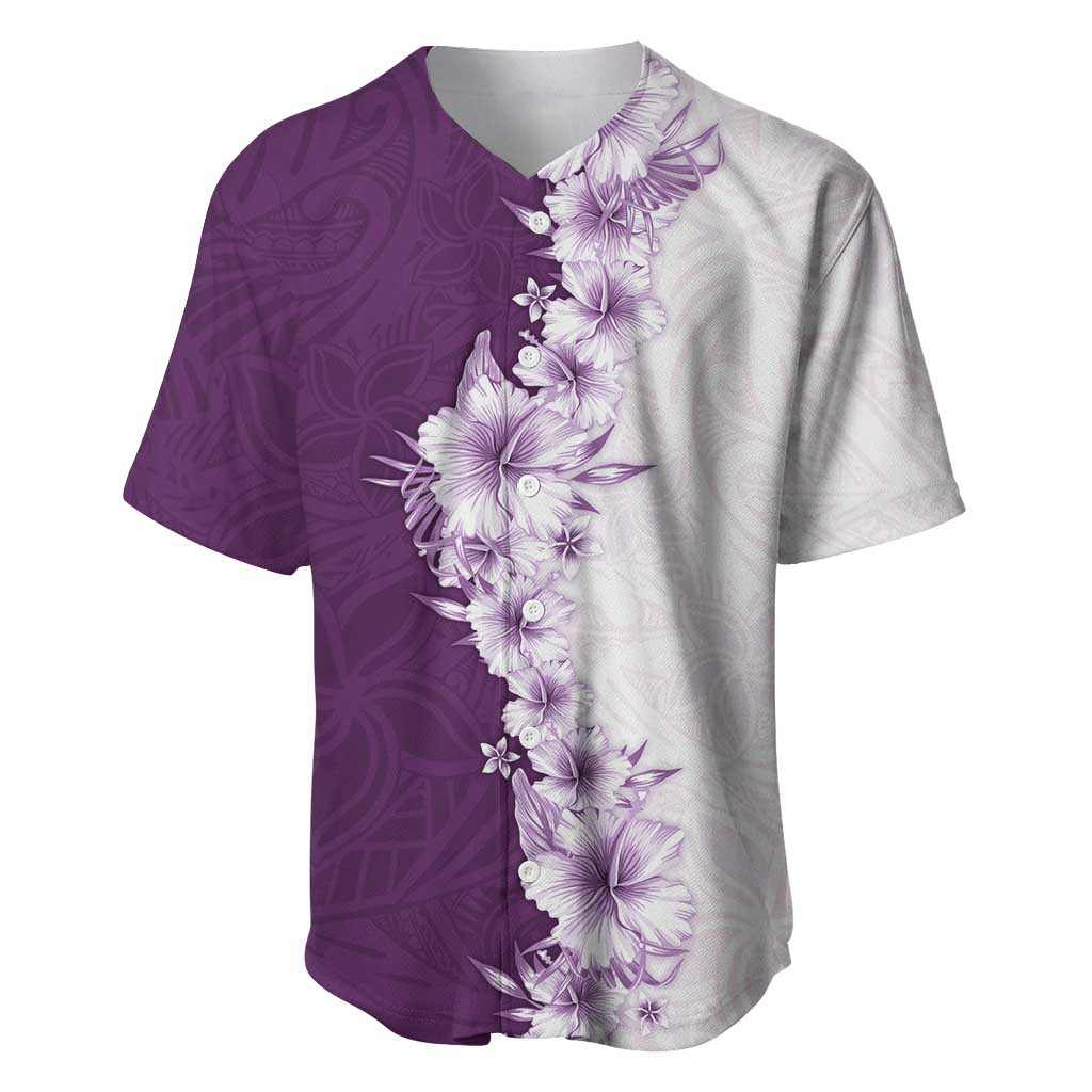 Hawaii Hibiscus Flowers Baseball Jersey Purple Polynesian Pattern LT05 Purple - Polynesian Pride