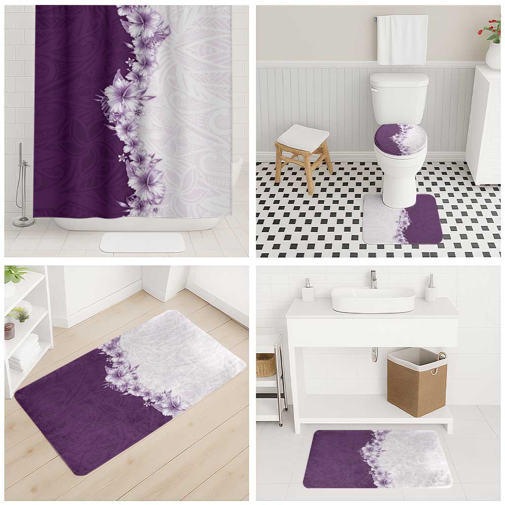 Hawaii Hibiscus Flowers Bathroom Set Purple Polynesian Pattern LT05 - Polynesian Pride