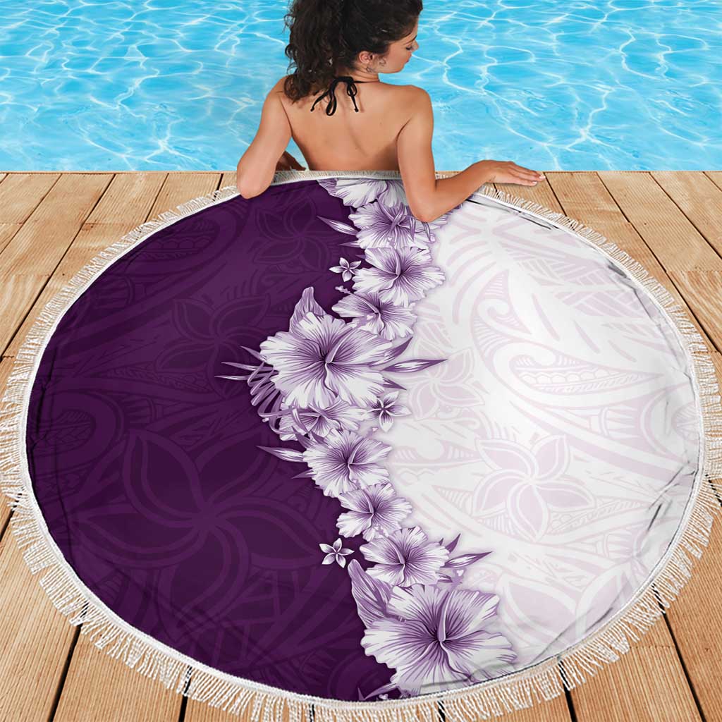 Hawaii Hibiscus Flowers Beach Blanket Purple Polynesian Pattern LT05 - Polynesian Pride
