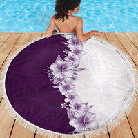 Hawaii Hibiscus Flowers Beach Blanket Purple Polynesian Pattern LT05 - Polynesian Pride