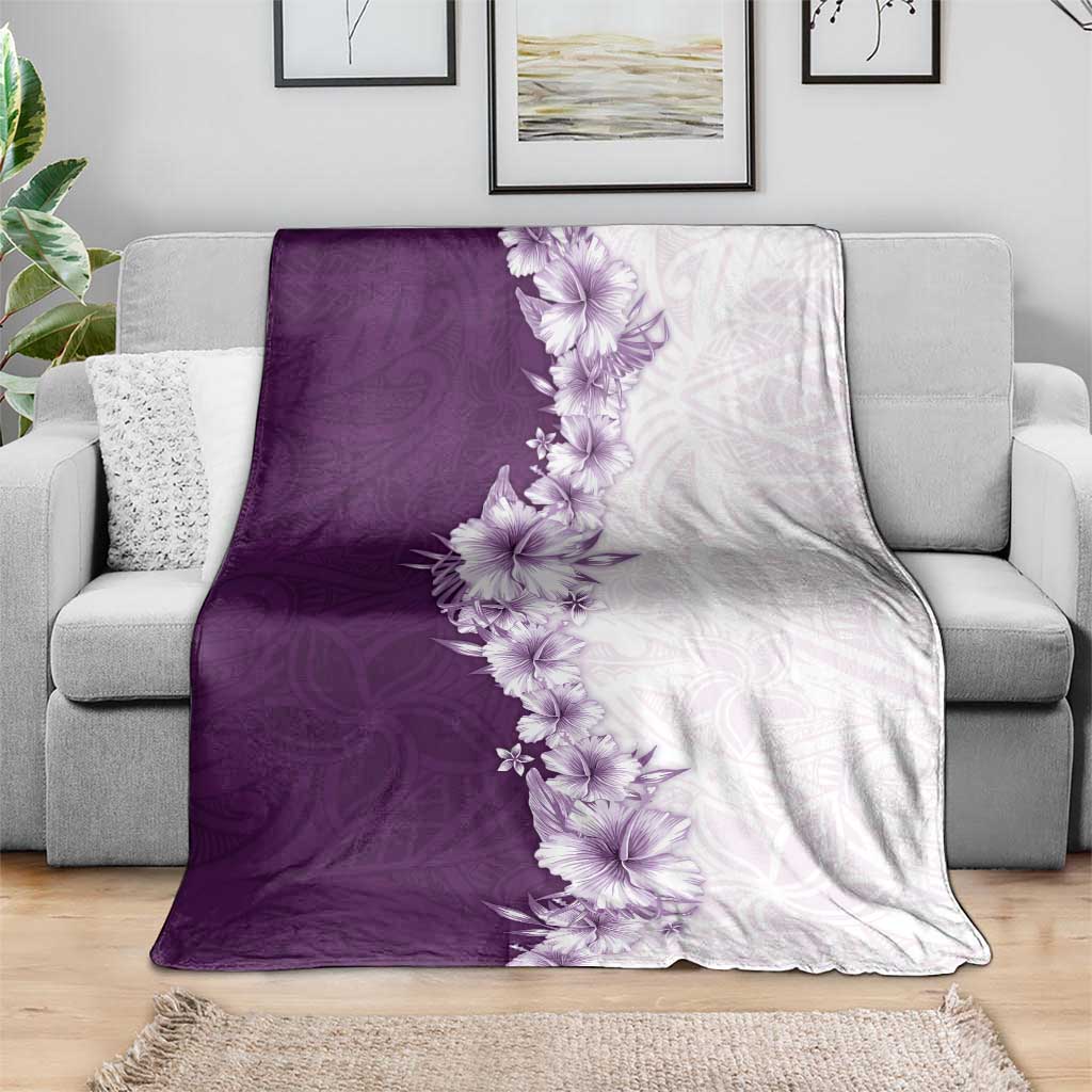 Hawaii Hibiscus Flowers Blanket Purple Polynesian Pattern LT05 - Polynesian Pride