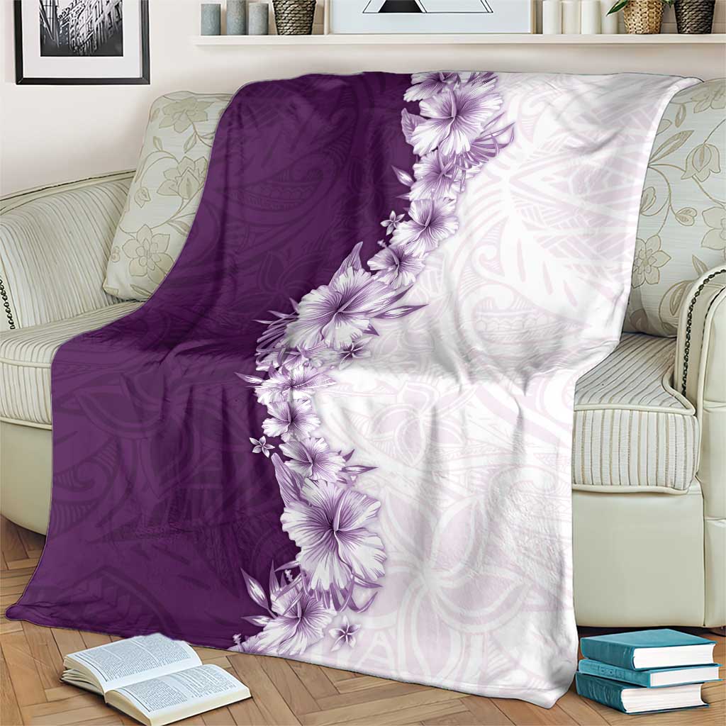Hawaii Hibiscus Flowers Blanket Purple Polynesian Pattern LT05 - Polynesian Pride