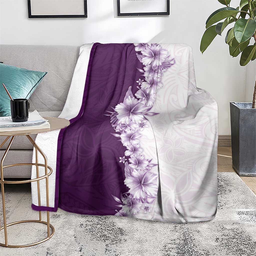 Hawaii Hibiscus Flowers Blanket Purple Polynesian Pattern LT05 - Polynesian Pride