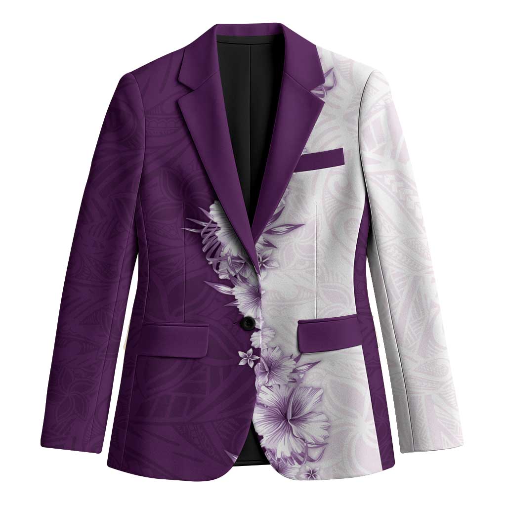 Hawaii Hibiscus Flowers Blazer Purple Polynesian Pattern LT05 Unisex Purple - Polynesian Pride