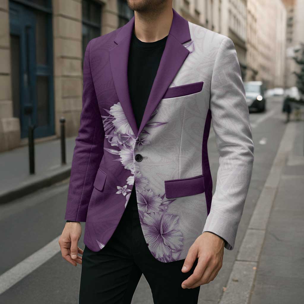 Hawaii Hibiscus Flowers Blazer Purple Polynesian Pattern LT05 - Polynesian Pride
