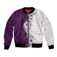 Hawaii Hibiscus Flowers Bomber Jacket Purple Polynesian Pattern LT05 Unisex Purple - Polynesian Pride