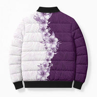 Hawaii Hibiscus Flowers Bomber Puffer Jacket Purple Polynesian Pattern LT05 - Polynesian Pride