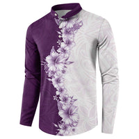 Hawaii Hibiscus Flowers Button Sweatshirt Purple Polynesian Pattern LT05 - Polynesian Pride