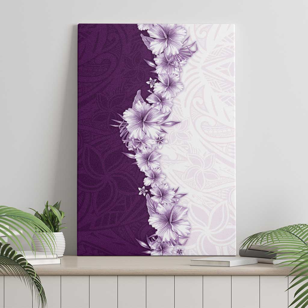 Hawaii Hibiscus Flowers Canvas Wall Art Purple Polynesian Pattern LT05 - Polynesian Pride