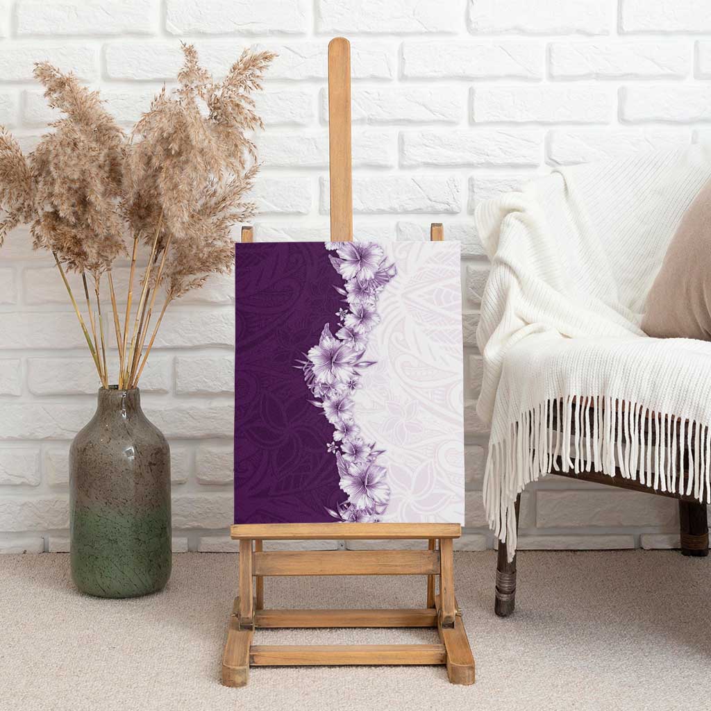 Hawaii Hibiscus Flowers Canvas Wall Art Purple Polynesian Pattern LT05 - Polynesian Pride