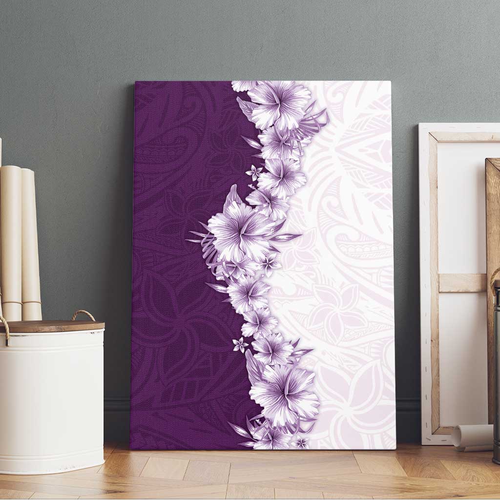 Hawaii Hibiscus Flowers Canvas Wall Art Purple Polynesian Pattern LT05 - Polynesian Pride