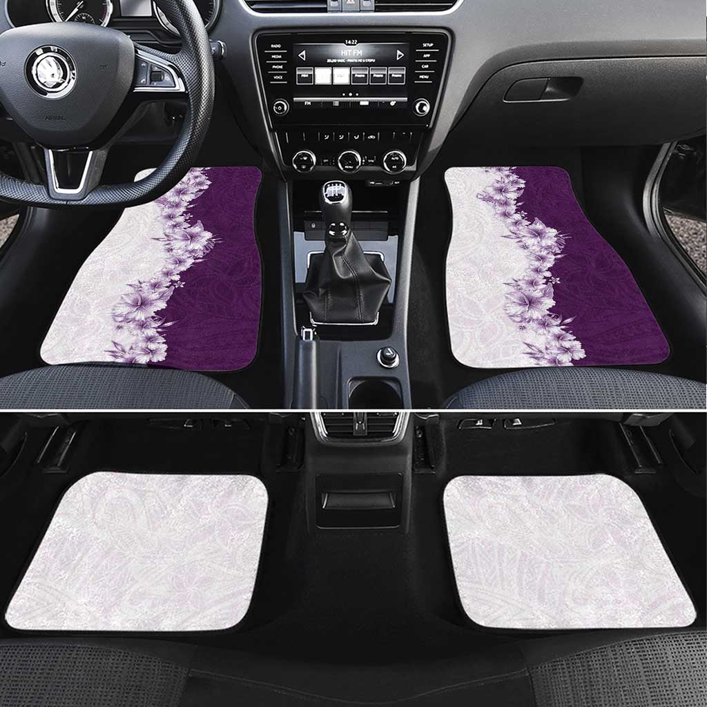 Hawaii Hibiscus Flowers Car Mats Purple Polynesian Pattern LT05 Set 4pcs Purple - Polynesian Pride