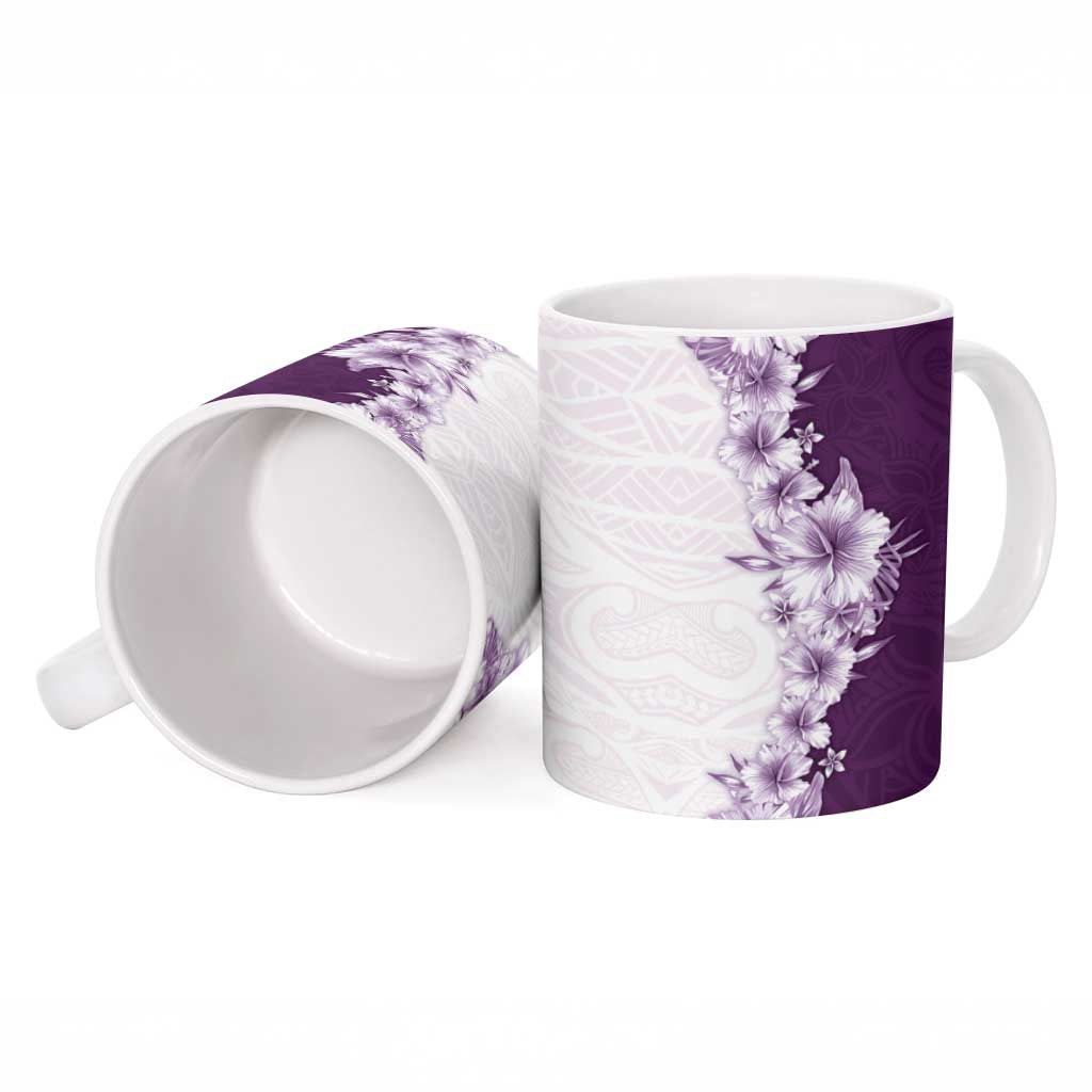 Hawaii Hibiscus Flowers Ceramic Mug Purple Polynesian Pattern LT05 - Polynesian Pride