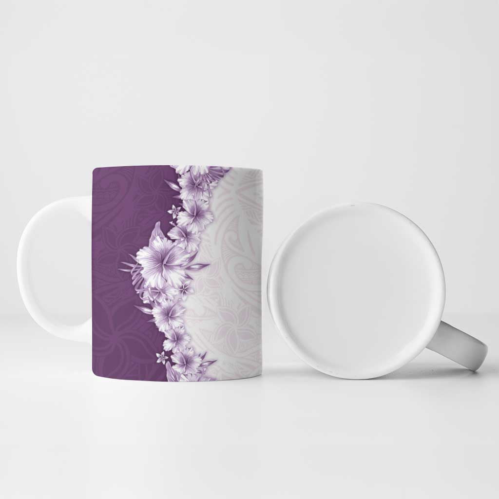 Hawaii Hibiscus Flowers Ceramic Mug Purple Polynesian Pattern LT05 - Polynesian Pride