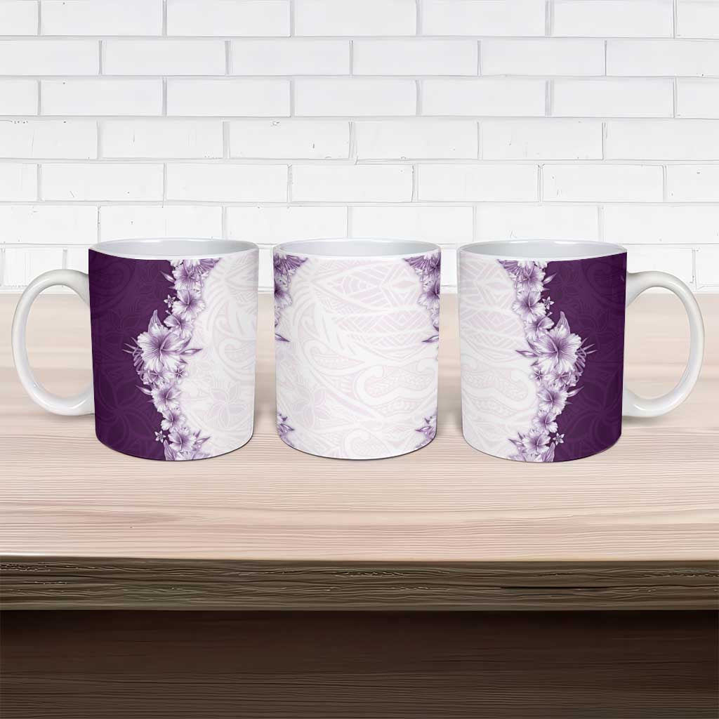 Hawaii Hibiscus Flowers Ceramic Mug Purple Polynesian Pattern LT05 - Polynesian Pride