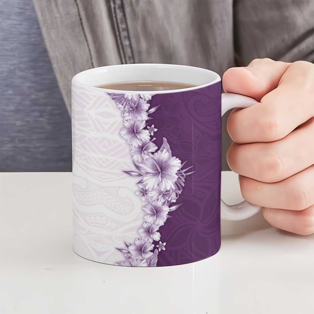 Hawaii Hibiscus Flowers Ceramic Mug Purple Polynesian Pattern LT05 - Polynesian Pride