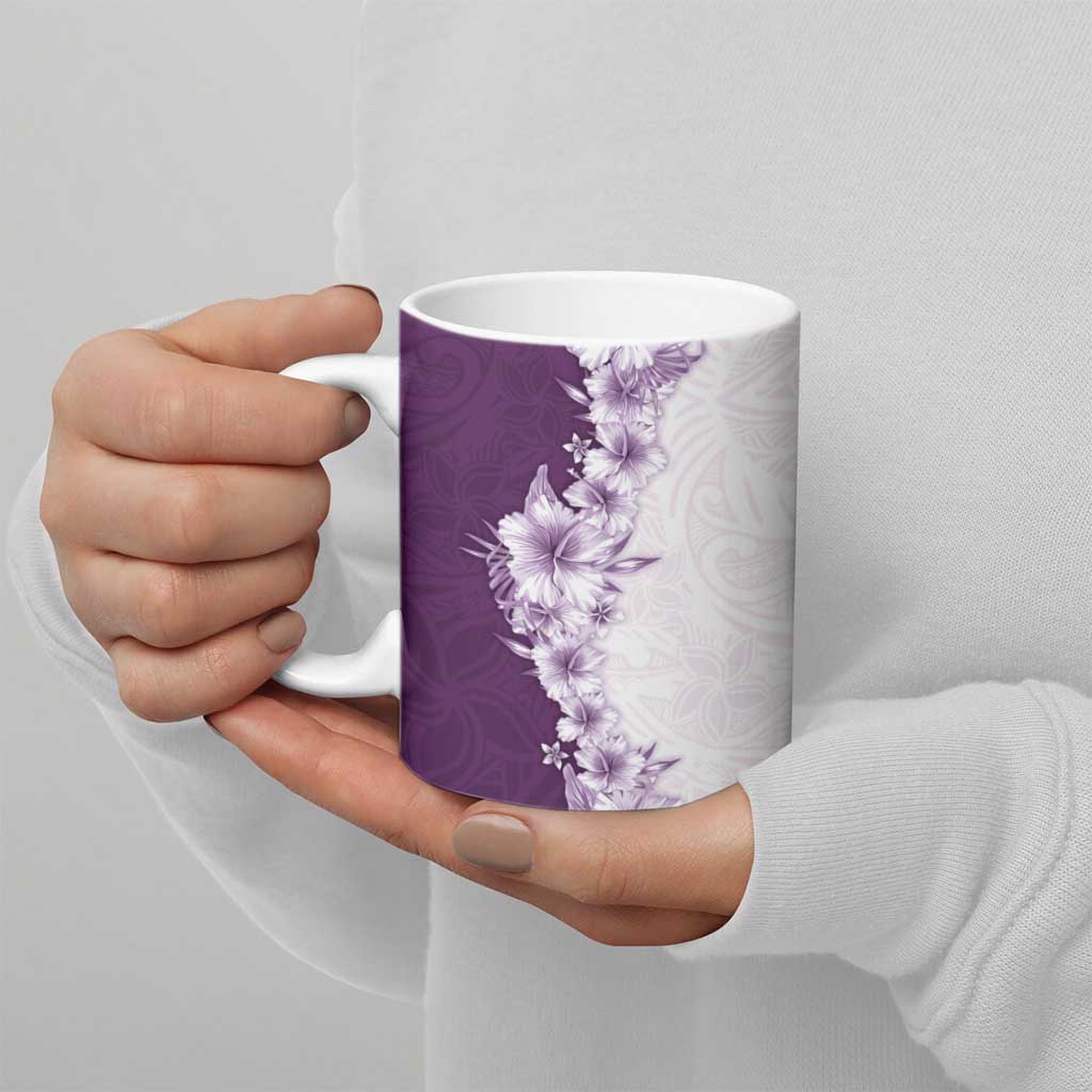 Hawaii Hibiscus Flowers Ceramic Mug Purple Polynesian Pattern LT05 - Polynesian Pride