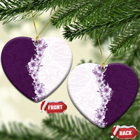 Hawaii Hibiscus Flowers Ceramic Ornament Purple Polynesian Pattern LT05 Heart Purple - Polynesian Pride