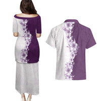 Hawaii Hibiscus Flowers Couples Matching Puletasi and Hawaiian Shirt Purple Polynesian Pattern LT05 - Polynesian Pride