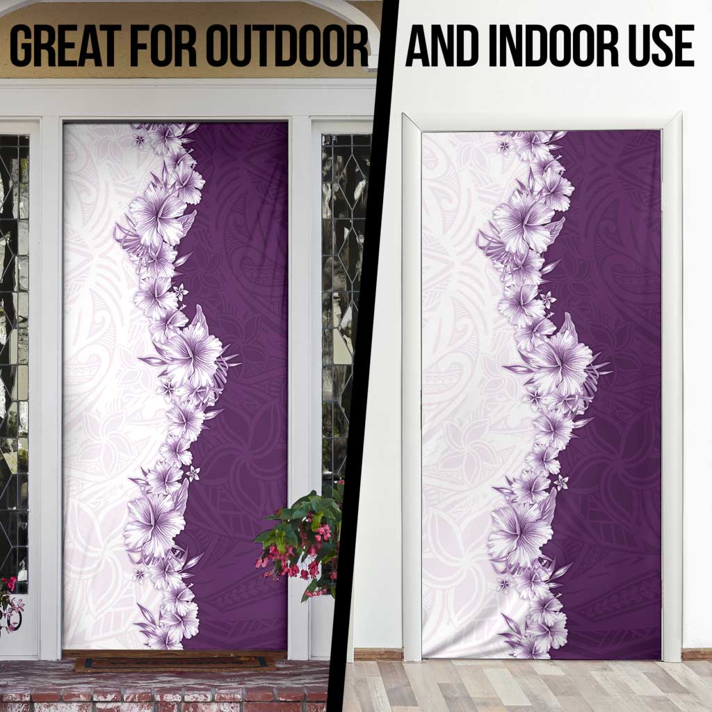 Hawaii Hibiscus Flowers Door Cover Purple Polynesian Pattern LT05 - Polynesian Pride