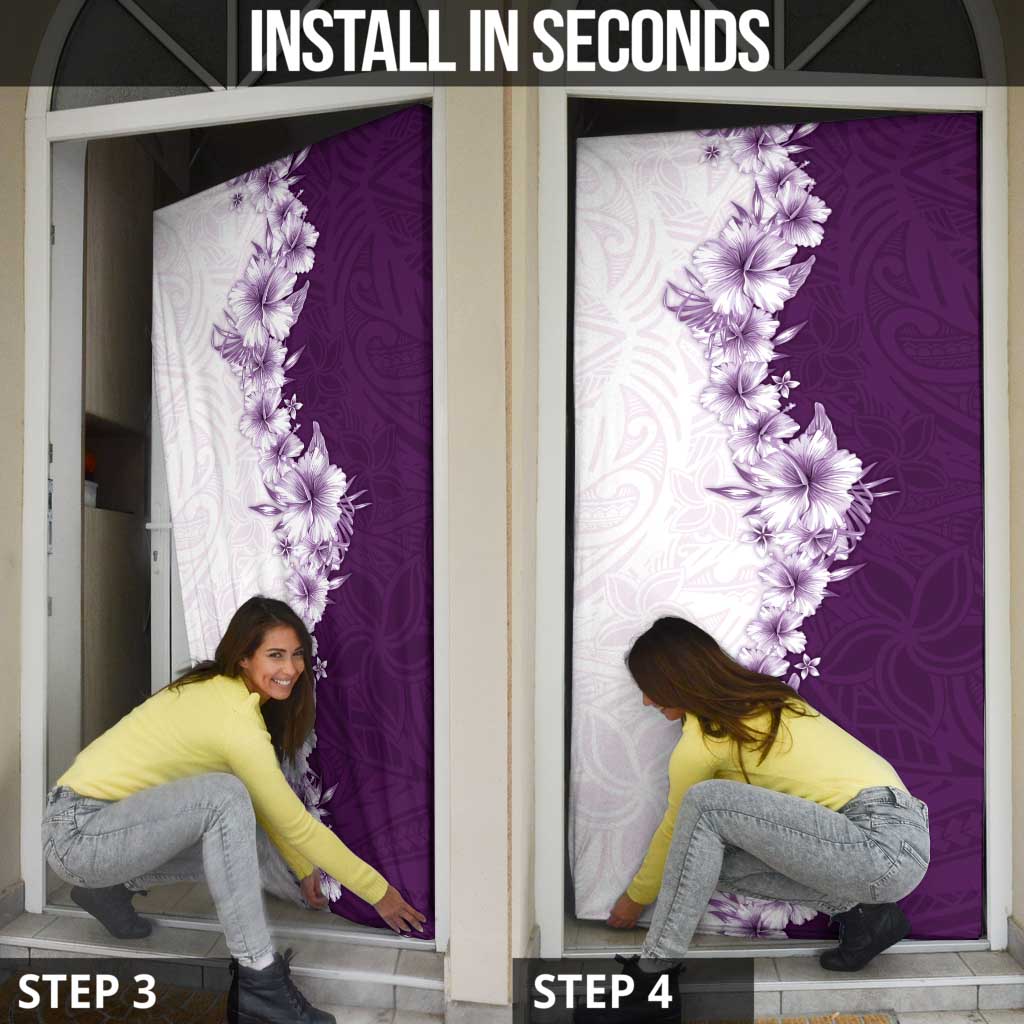 Hawaii Hibiscus Flowers Door Cover Purple Polynesian Pattern LT05 - Polynesian Pride