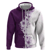 Hawaii Hibiscus Flowers Hoodie Purple Polynesian Pattern