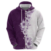 Hawaii Hibiscus Flowers Hoodie Purple Polynesian Pattern
