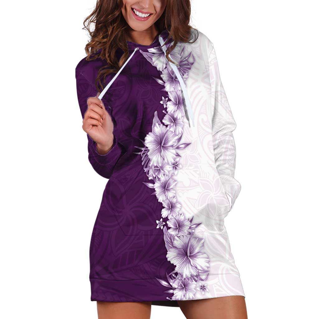 Hawaii Hibiscus Flowers Hoodie Dress Purple Polynesian Pattern LT05 Purple - Polynesian Pride