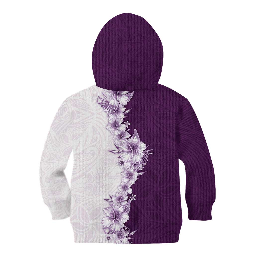 Hawaii Hibiscus Flowers Kid Hoodie Purple Polynesian Pattern LT05 - Polynesian Pride