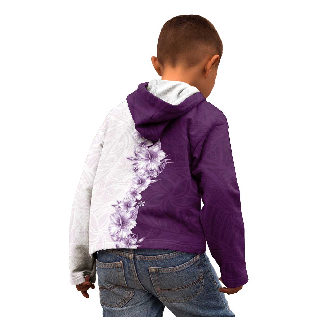 Hawaii Hibiscus Flowers Kid Hoodie Purple Polynesian Pattern LT05 - Polynesian Pride