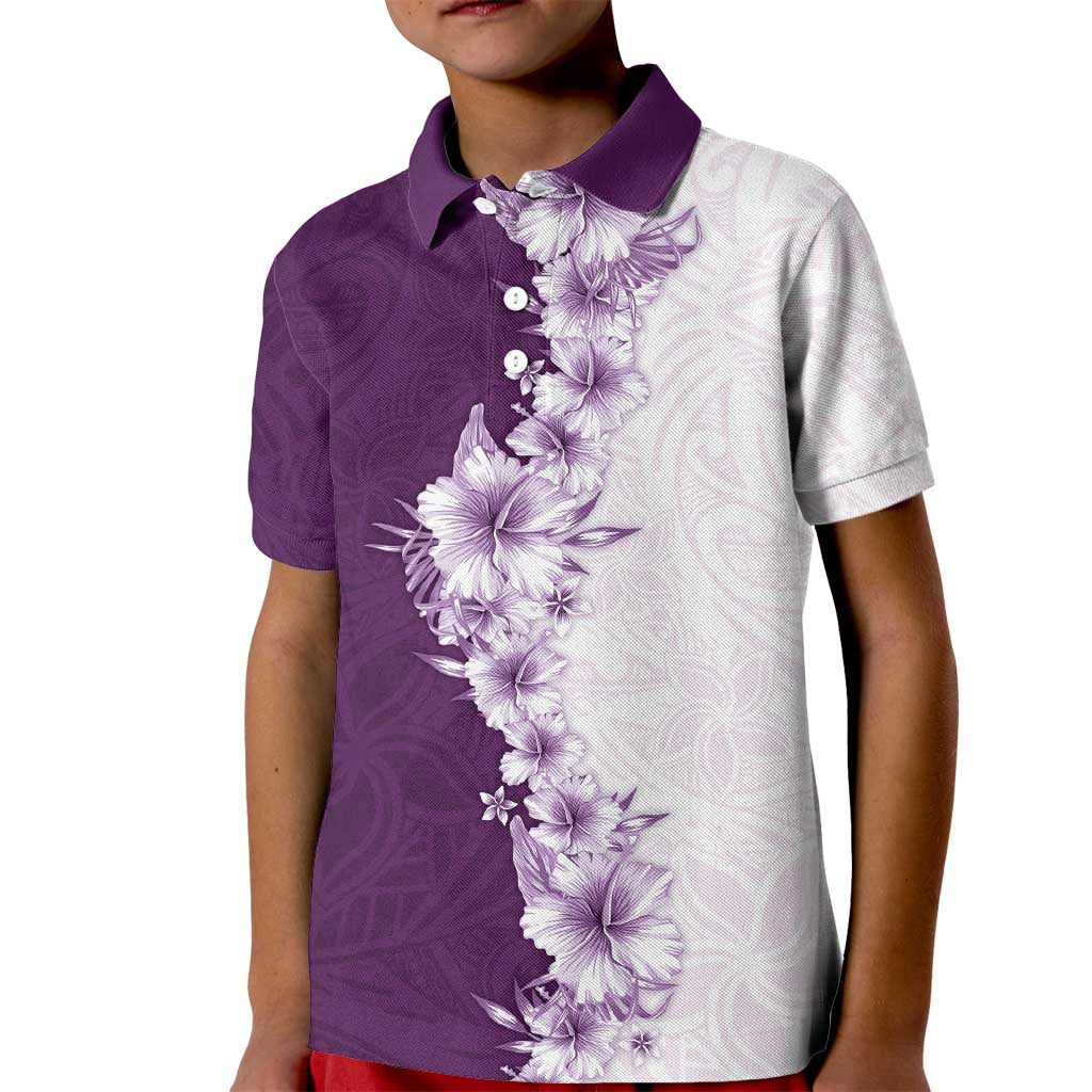 Hawaii Hibiscus Flowers Kid Polo Shirt Purple Polynesian Pattern LT05 Kid Purple - Polynesian Pride