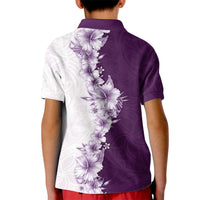 Hawaii Hibiscus Flowers Kid Polo Shirt Purple Polynesian Pattern LT05 - Polynesian Pride