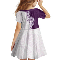 Hawaii Hibiscus Flowers Kid Short Sleeve Dress Purple Polynesian Pattern LT05 - Polynesian Pride